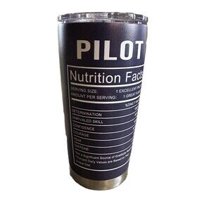 Pilot Tumbler Lid Stainless Steel 20 oz Cockpit Controls Dashboard Travel NEW!